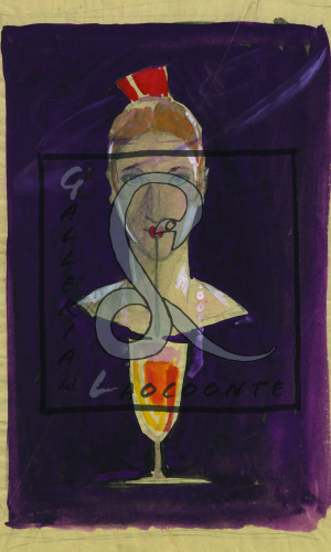 Umberto Brunelleschi -  Donna che beve, 1925 ca.  Tempera e matita su carta Cm. 43,5x36