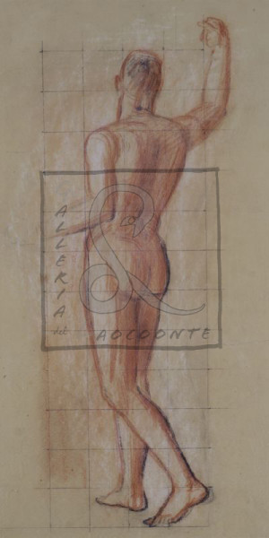 Achille Funi - Nudo di schiena Sanguigna e gessetto su carta Cm 56x37