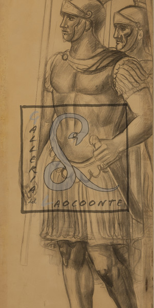 Achille Funi - Leggionari romani, 1931 ca Tecnica mista su carta apllicata su cartone Cm 125,5x81