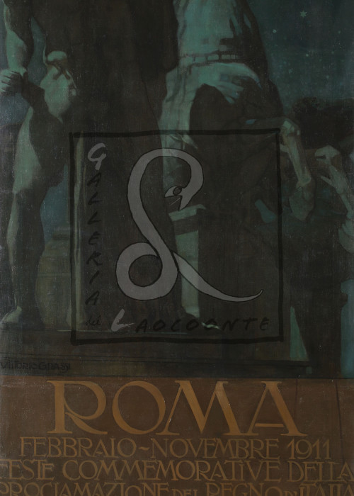 Vittorio Grassi - Feste commemorative della proclamazione del Regno d’Italia, 1910 Olio su tela Cm 200x96