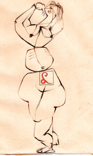 Enrico Prampolini, figura femminile, China su carta, cm 27x21